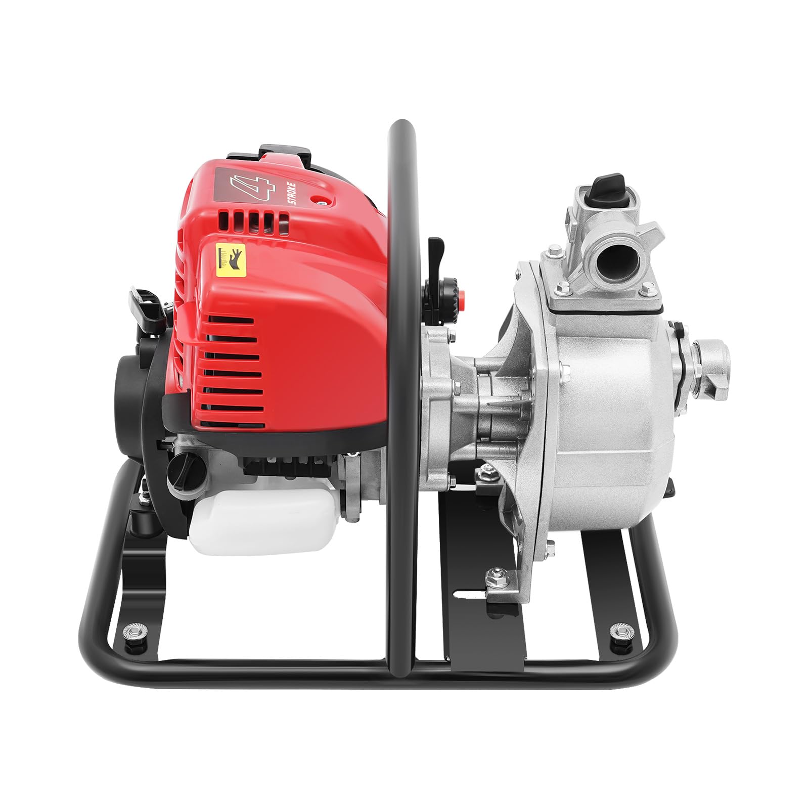 Gxsflg Silver, Red, Black 1 Inch 4 Stroke Petrol Water Transfer Pump, 38Cc Gasoline Engine Water Pump, Single-Cylinder Air-Cooled, 8000L/H With Hose Clamps And Fittings, For Garden Irrigation, Pond Draining, Water Transfer
