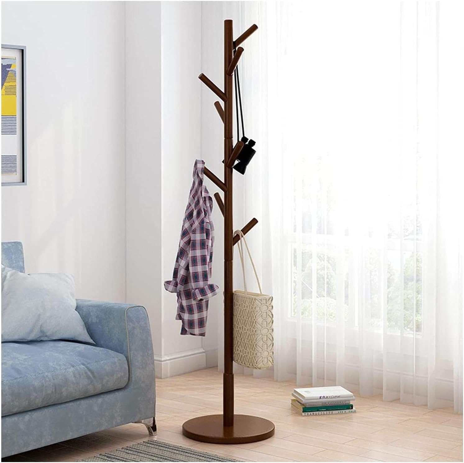 【上品で大人気♪】コートラック 木製コートスタンド フック8個付き 帽子 フリースタンディング コートツリー コートハンガースタンド 玄関 廊下用 組