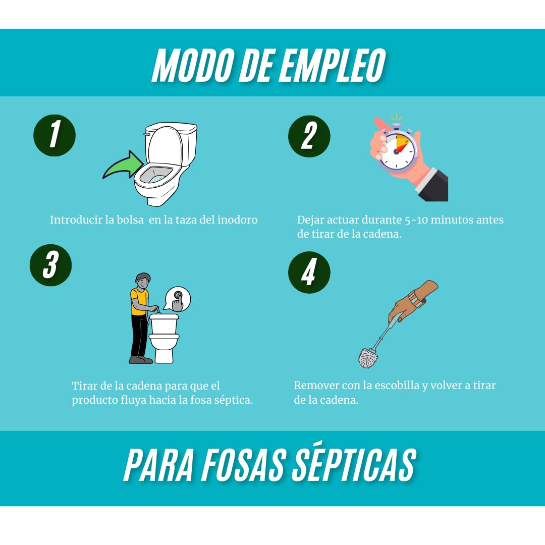 Bolsas hidrosolubles Tratamiento de Fosas Sépticas y Canalizaciones - Elimina olores y residuos - Bacterias para tanque séptico Activador biológico BIOFOS HIDRO 7x100g