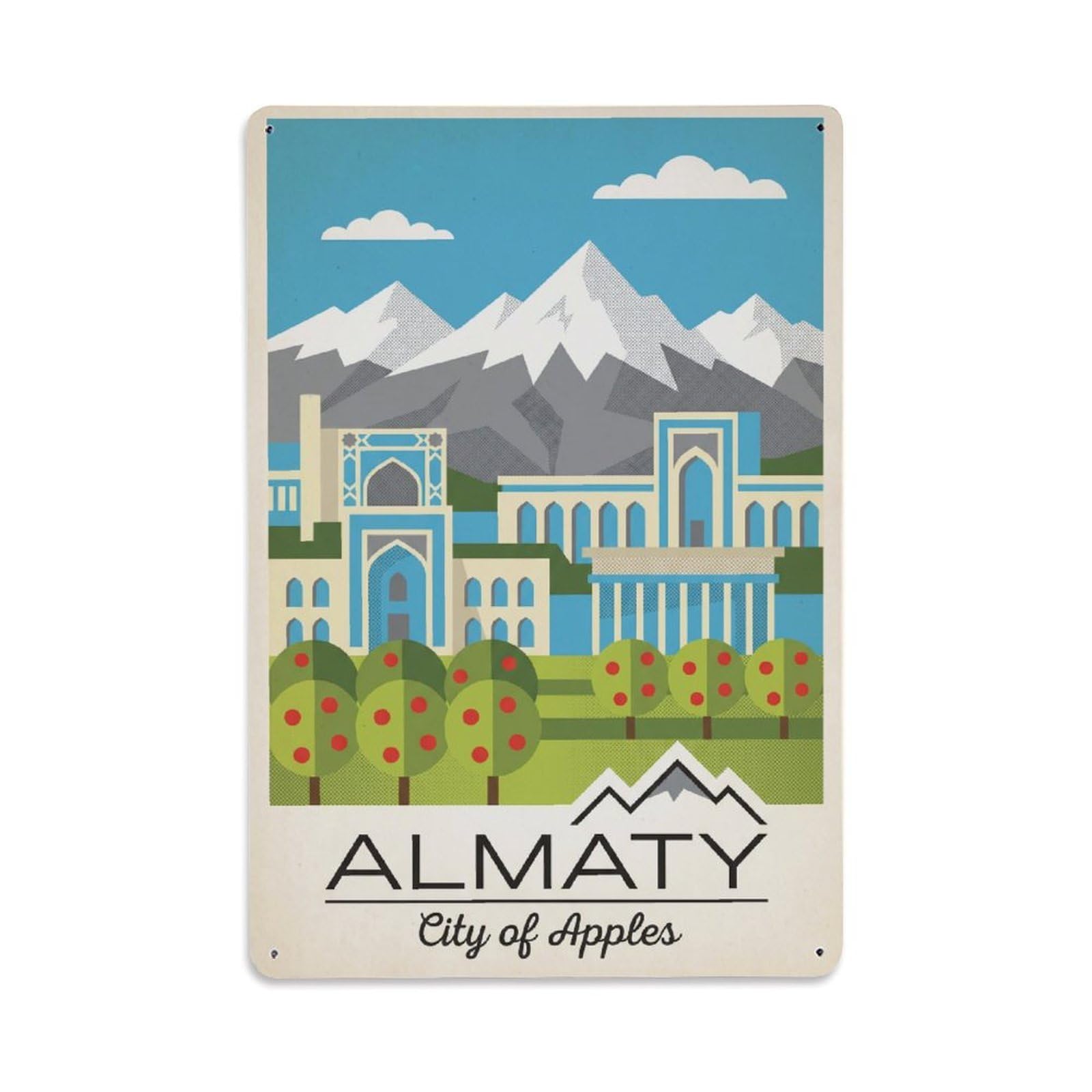 Huiyhb 8X12inch(20X30cm) Vintage Travel Kazakhstan Almaty Metal Tin Sign