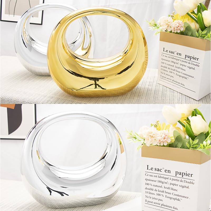 Miniatura 6 de Bolso metálico con forma de luna, bolso de acrílico para fiesta, banquete, bolsa de noche para mujer, bolsa de luna metálica