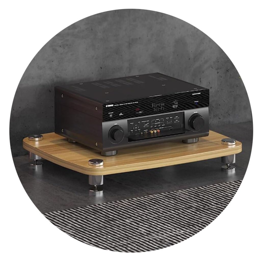 1/2/3/4-layer HIFI Audio Cabinet HIFI Stand Record Player MDF Stand Audio Rack With Shock-absorbing Feet Power Amplifier Shelf Equipment Cabinet (Color : Wood color, Size : 60 * 48 * 10cm(1Tier))