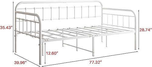 Miniatura 2 de Marco de cama de metal tamaño individual, sofá cama con listones de metal resistentes y almacenamiento debajo de la cama, no necesita somier, para