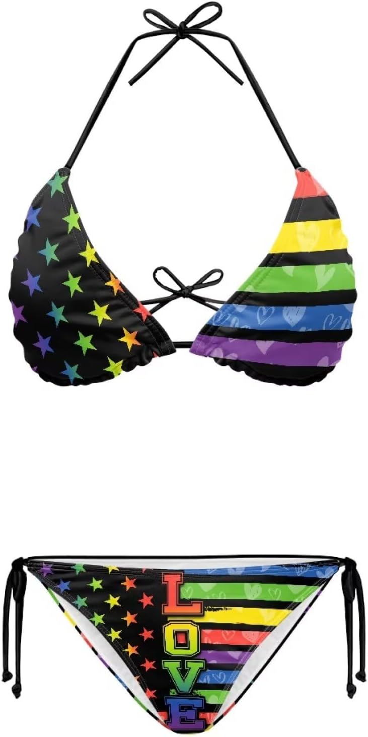 Womens Triangle String Bikini Sets for Women Halter Swimsuits Top with Cheeky Bottom Sexy 2 Piece Bathing Suit XS-2XL