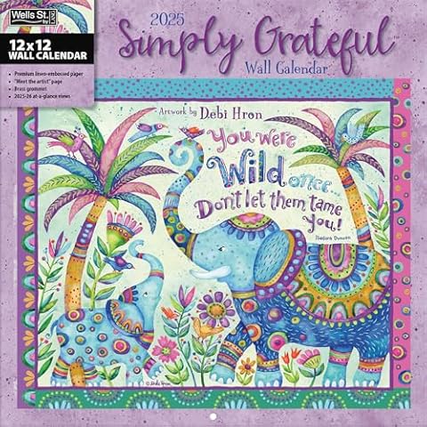 WSBL Simply Grateful 2025 12X12 Wall Calendar (25997001728) Cover