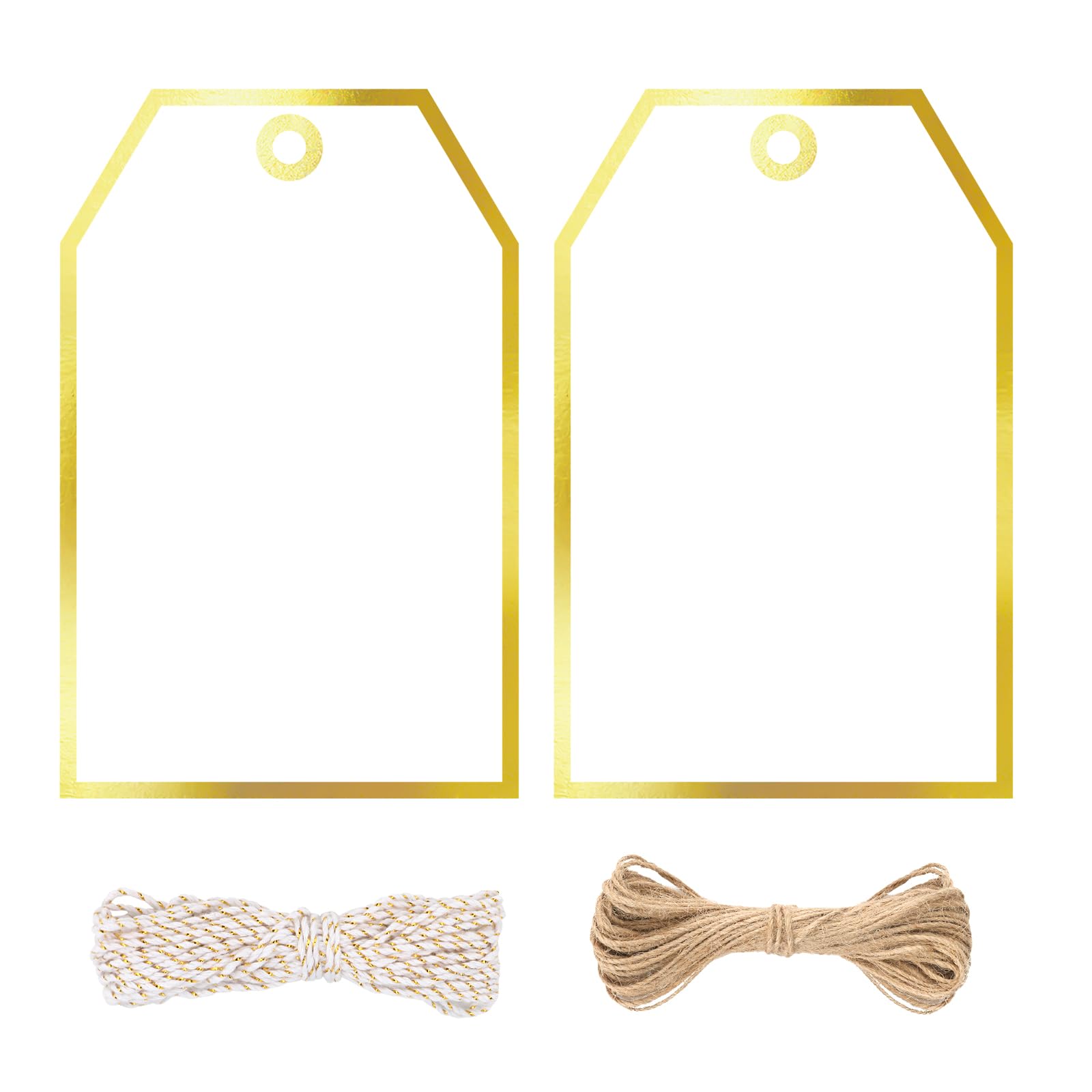 jijAcraft Gold Edge Gift Tags: 100PCS White Gold Gift Labels, 8.5x5.5CM