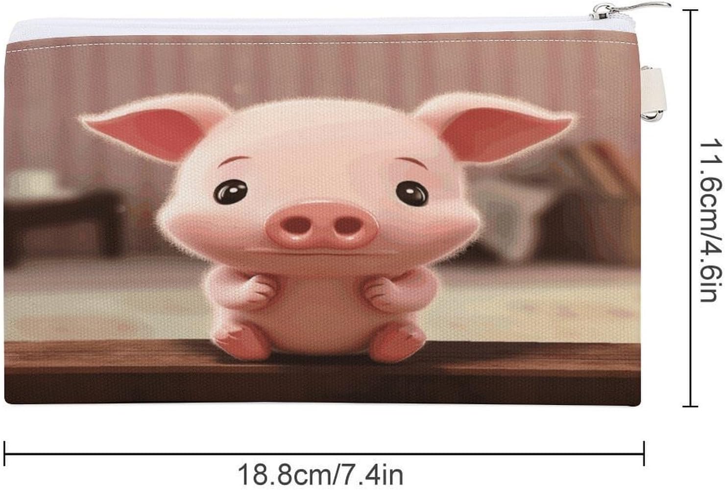 Cute Pig Coin Purse Small Cash Coin Purse Pouch Mini Canvas Change Purse with Zipper Cute Coin Pouch Fashion Coin Wallet Slim Cash Change Wallet for Cards Keys Lipsticks