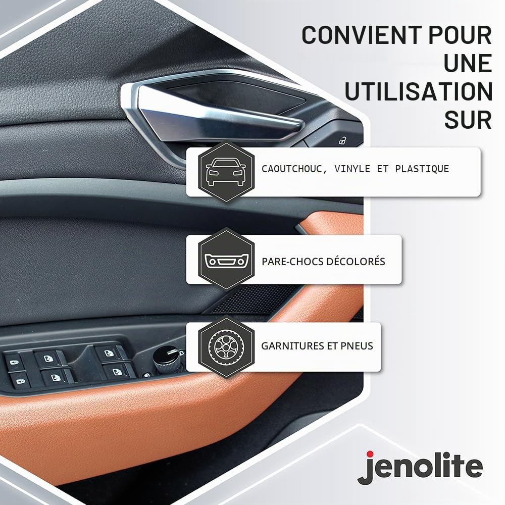 JENOLITE Back to Black Lot de 2 aérosols | Pare-chocs et garnitures + brillance des pneus | Restaure et protège les pare-chocs, garnitures et pneus décolorés | 2 x 500 ml