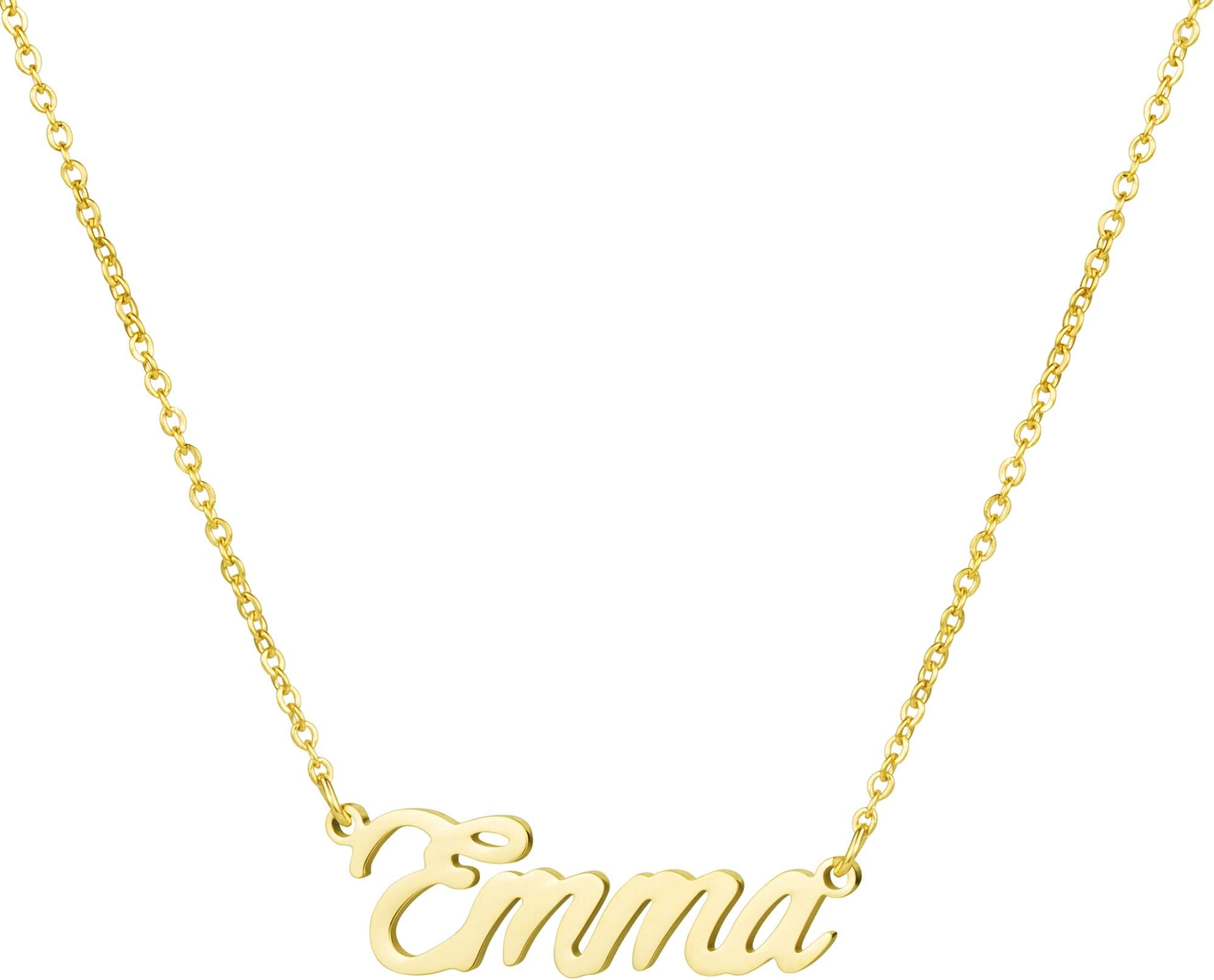 Personalized Name Necklace 18K Gold Plated Stainless Steel Pendant Jewelry Birthday Gift for Girls