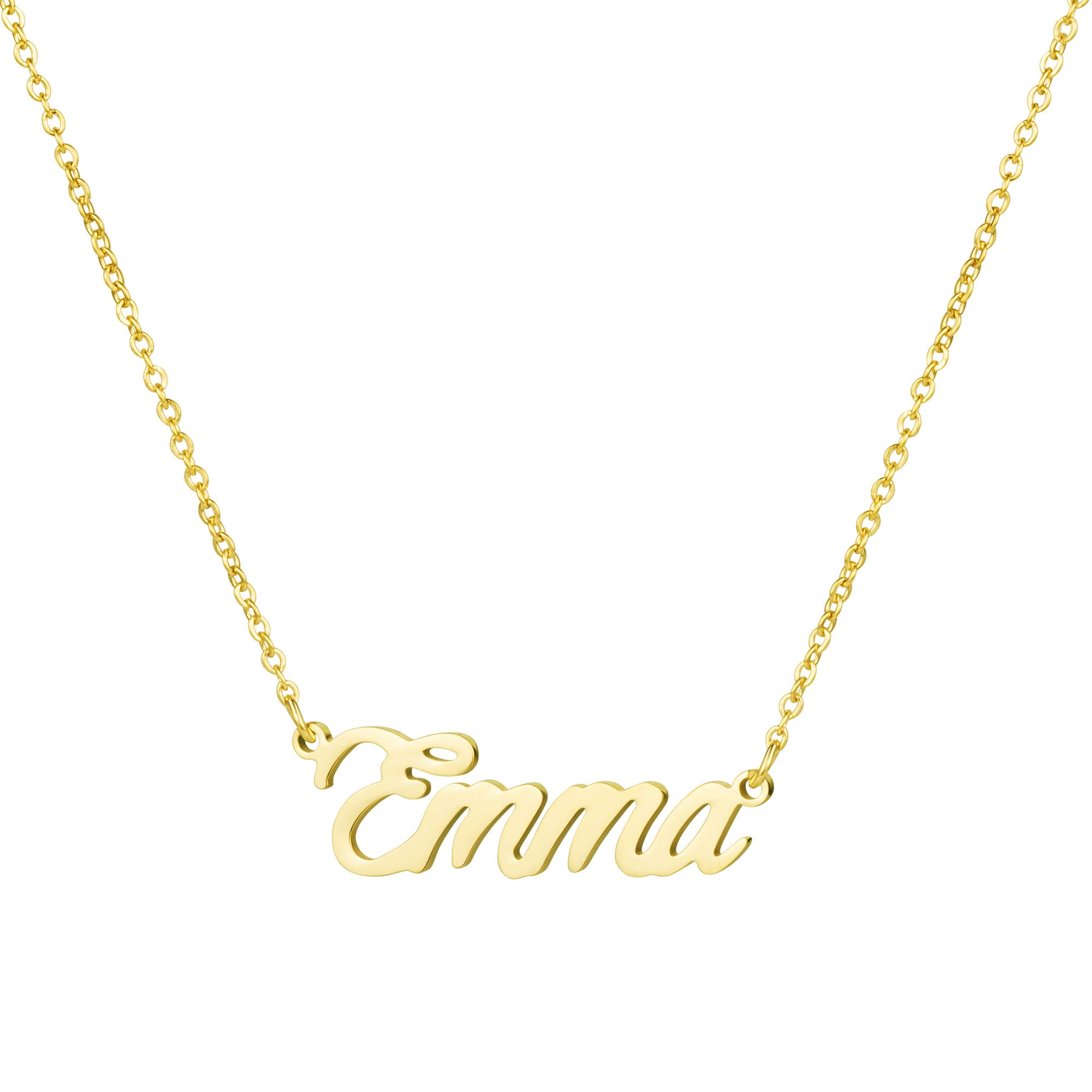 YiyangPersonalized Name Necklace 18K Gold Plated Stainless Steel Pendant Jewelry Birthday Gift for Girls