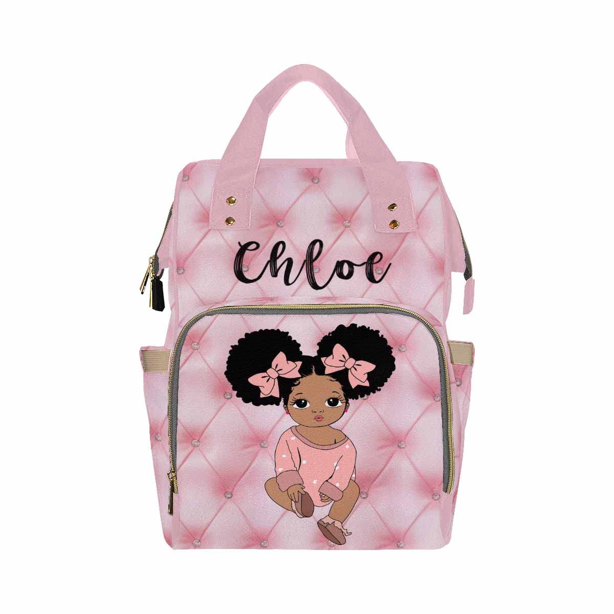 InterestPrint Custom Name Backpack, Little Princess Pink Personalized Diapering Bag Backpack Nappy Bags Fashion Casual Daypack Travel Shoulder Bag for Unisex Hiking Camping Work