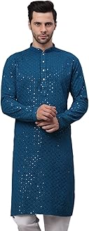 JompersMen's Chikankari Embroidered and Sequence Kurtas