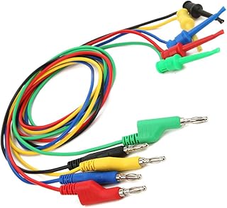 P1045 5Pcs Banana Test Leads,Electronic Test Grabbers,Banana Plug to Test Hook 4mm 1m Stackable Wire Cable Banana Plug Clip Test Leads for Multimeter,Banana Test Cable Test