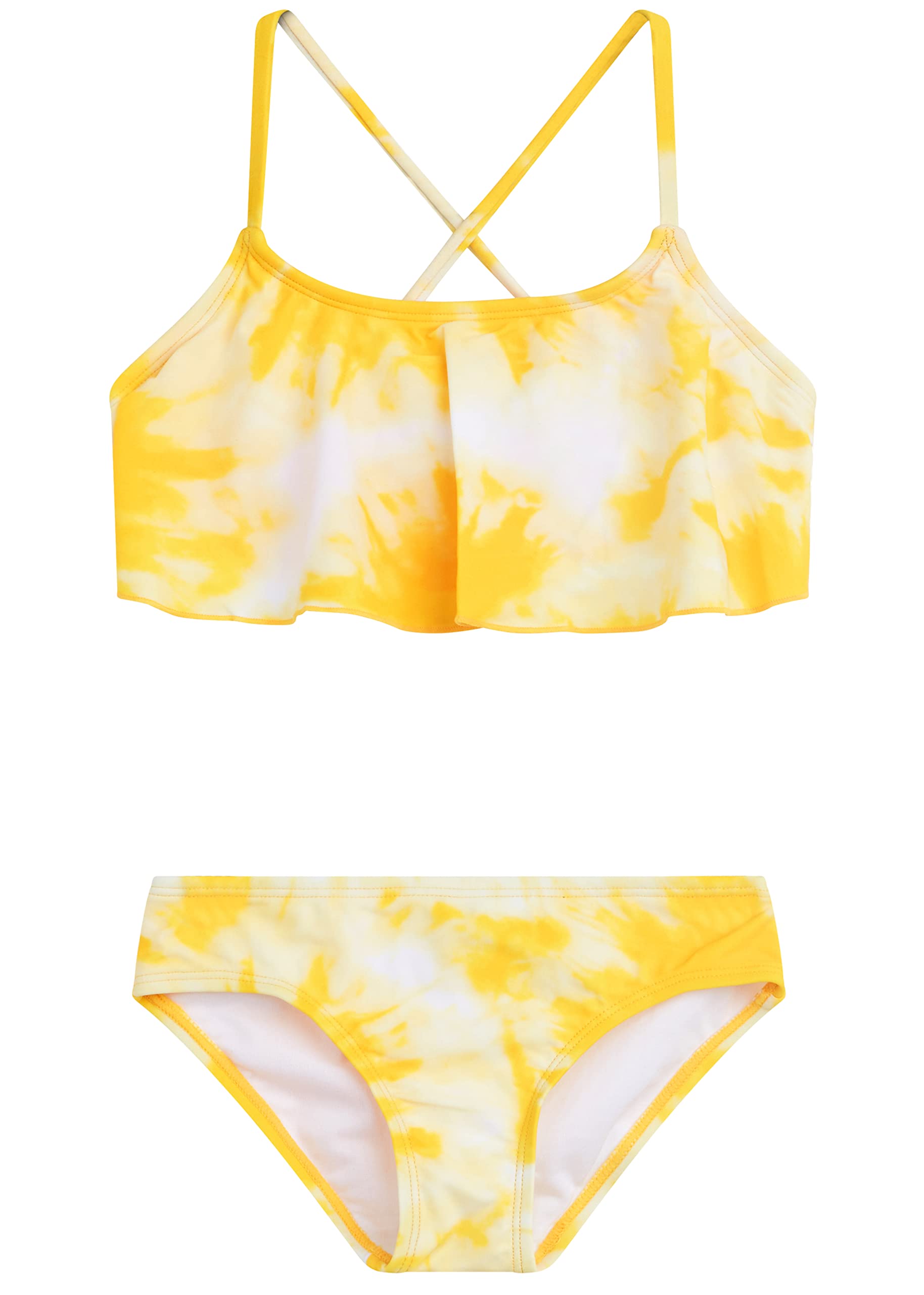 Kanu Surf Girls' Alania Flounce Bikini Sport 2 Piece Swimsuit, Beach Yellow, 3T