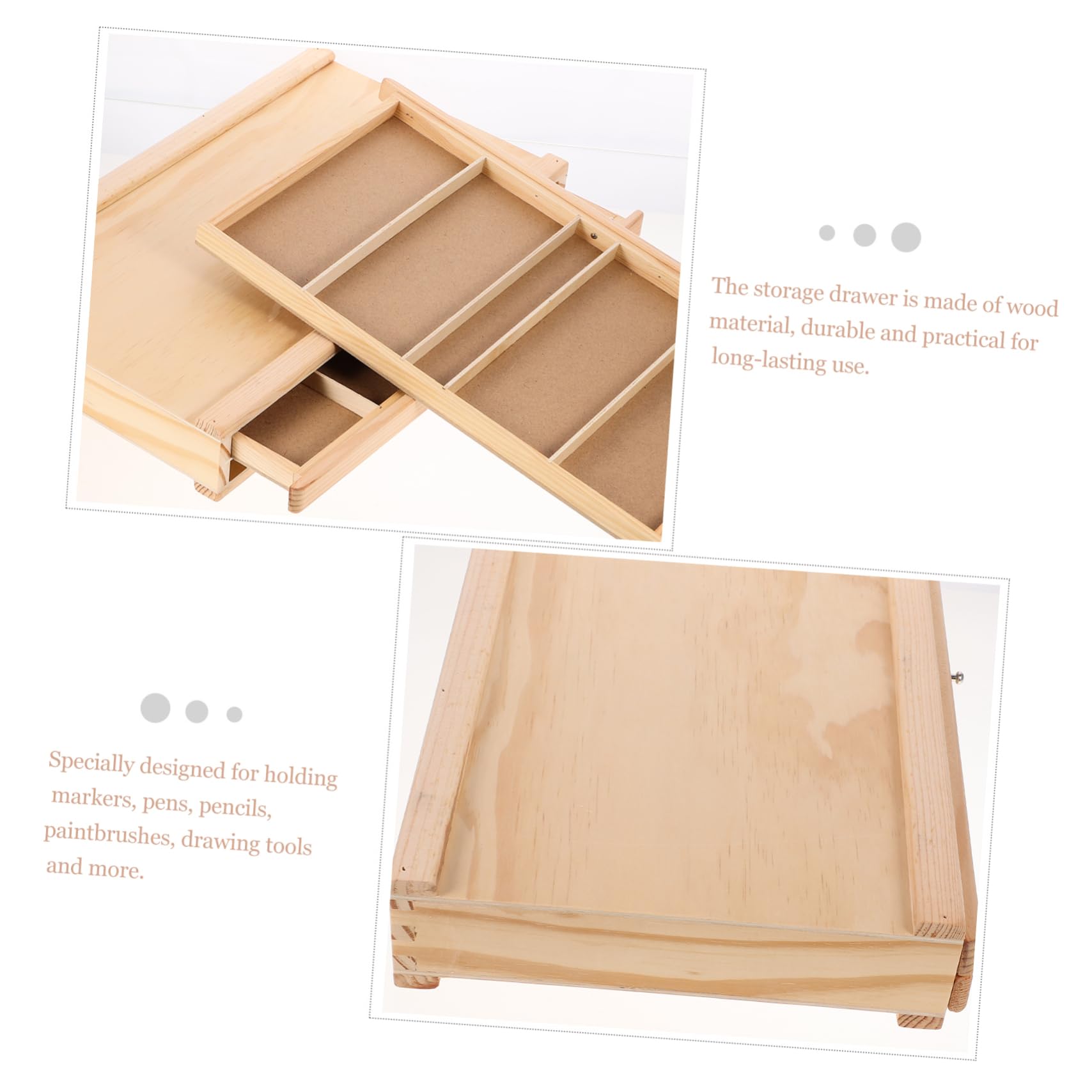 KALLORY Paint Brush Holder Wooden Desk Organizer Storage Box for Art Markers and Pencils