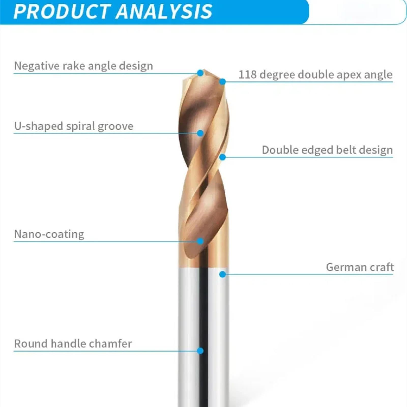 Punte da trapano in carburo di tungsteno Hrc55° Punte per metallo per tornio CNC Foratura in acciaio inossidabile Utensile per lavorazione di metalli duri 0,5-20,0 mm (9,2 mm)