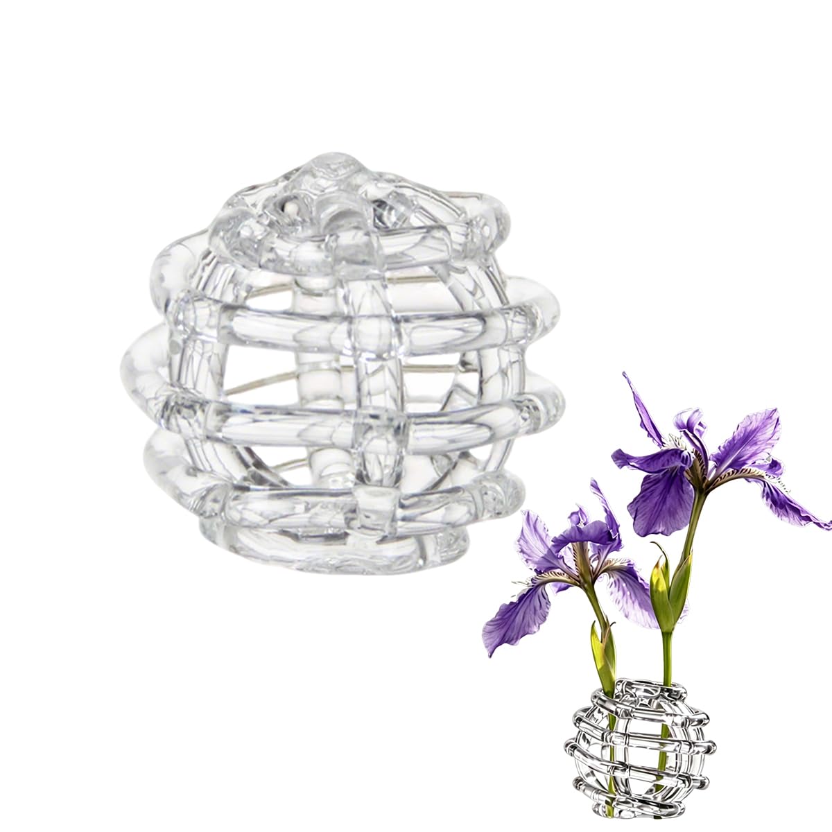 Glass Ball Floral Stems Holder 3in Mini Glass Flower Frog for Vases (Transparent)
