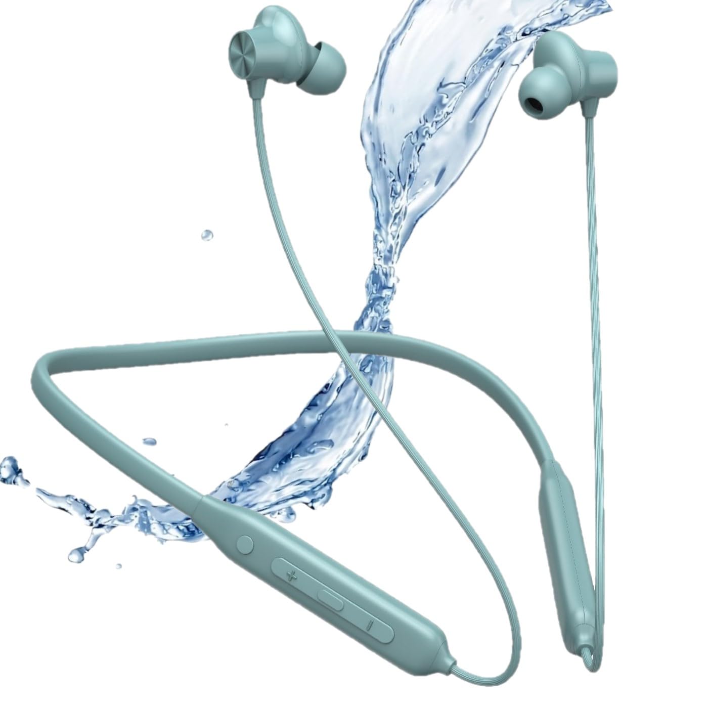 Wireless Bluetooth Neckband Headphones, 40 Hours Playtime, Magnetic Earbuds, Type-C Fast Charging, HD Mic Bluetooth Headphone (Green)-image-4