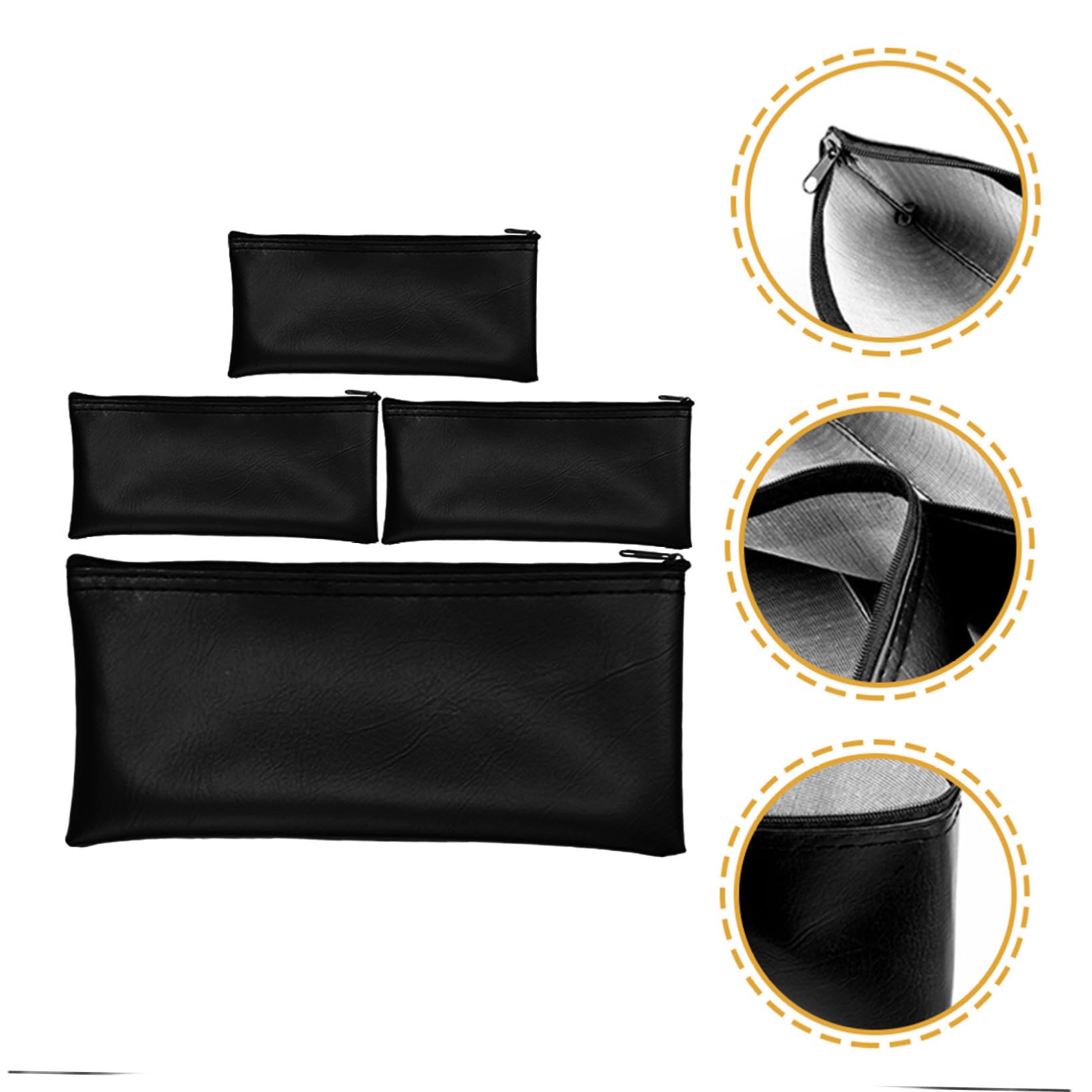 STOBAZA Paquet de Transport pour Micro Lot de 4 en Cuir PU, Petite Pochette Étanche Fermeture Éclair, Étui Léger pour Microphone Compact, Utilisation en Studio et Karaoké