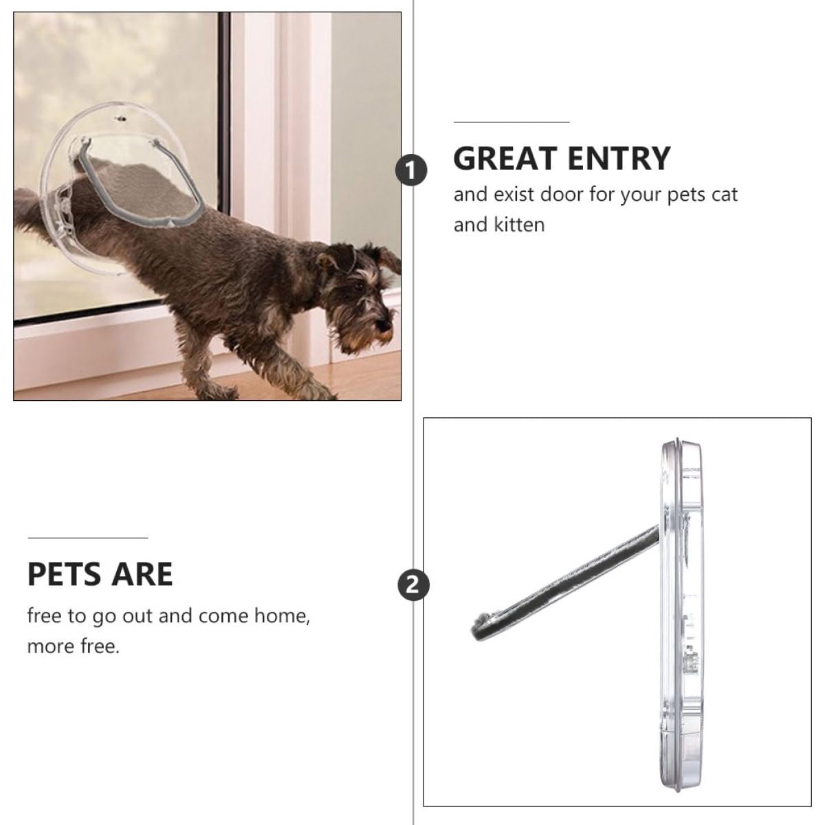 Artibetter Porta Bidirezionale Domestici Plastica in per Animali Rotonda Struttura e di Stabile Accesso, per Porte Cani e Gatti