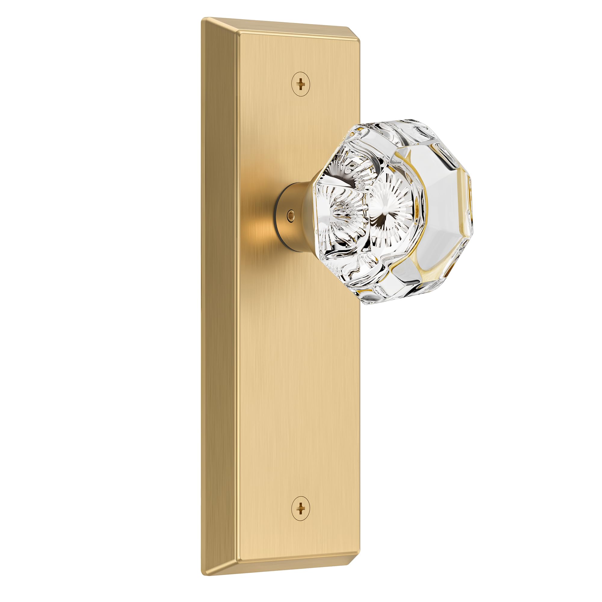 Bouton de porte en verre finition dorée française et cristal facetté rétro