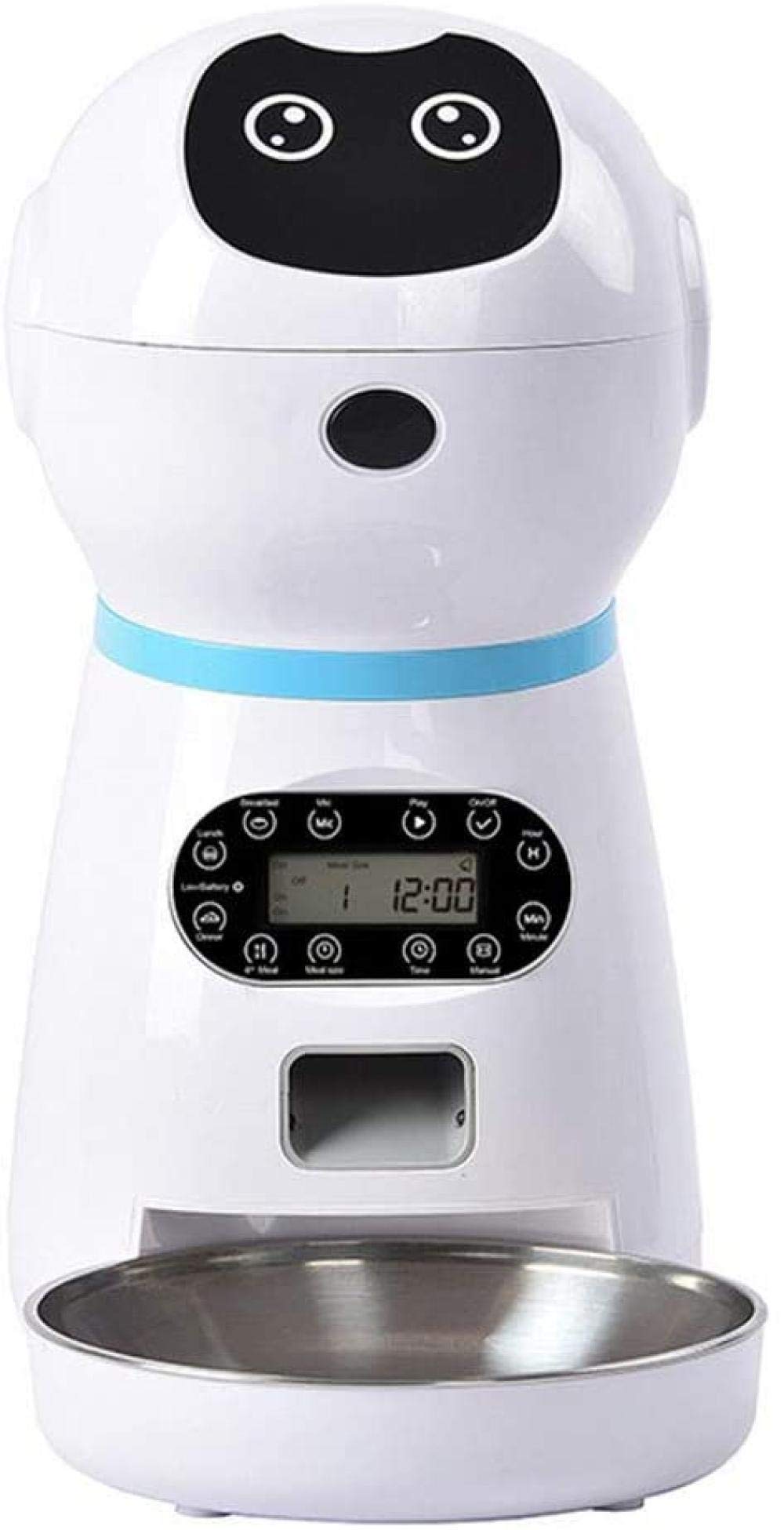 Dispenser automatico di alimenti per cani e gatti da 3,5 litri Dispenser per alimenti per cani con doppio controllo della parte del registratore vocale Timer e allarmi digitali programmabili (bianco)