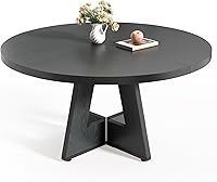 Vista 12 de LITTLE TREE Mesa de comedor redonda para 4-6 personas, mesa de comedor de 47 pulgadas con base de pedestal de madera, mesas de comedor marrones