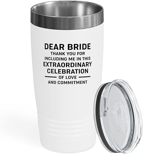Bride Gift from Officiant Tumbler 20oz White -Celebration - Bridal Shower Bride To Be Bachelorette Party Newlywed Wedding Officiant Brother