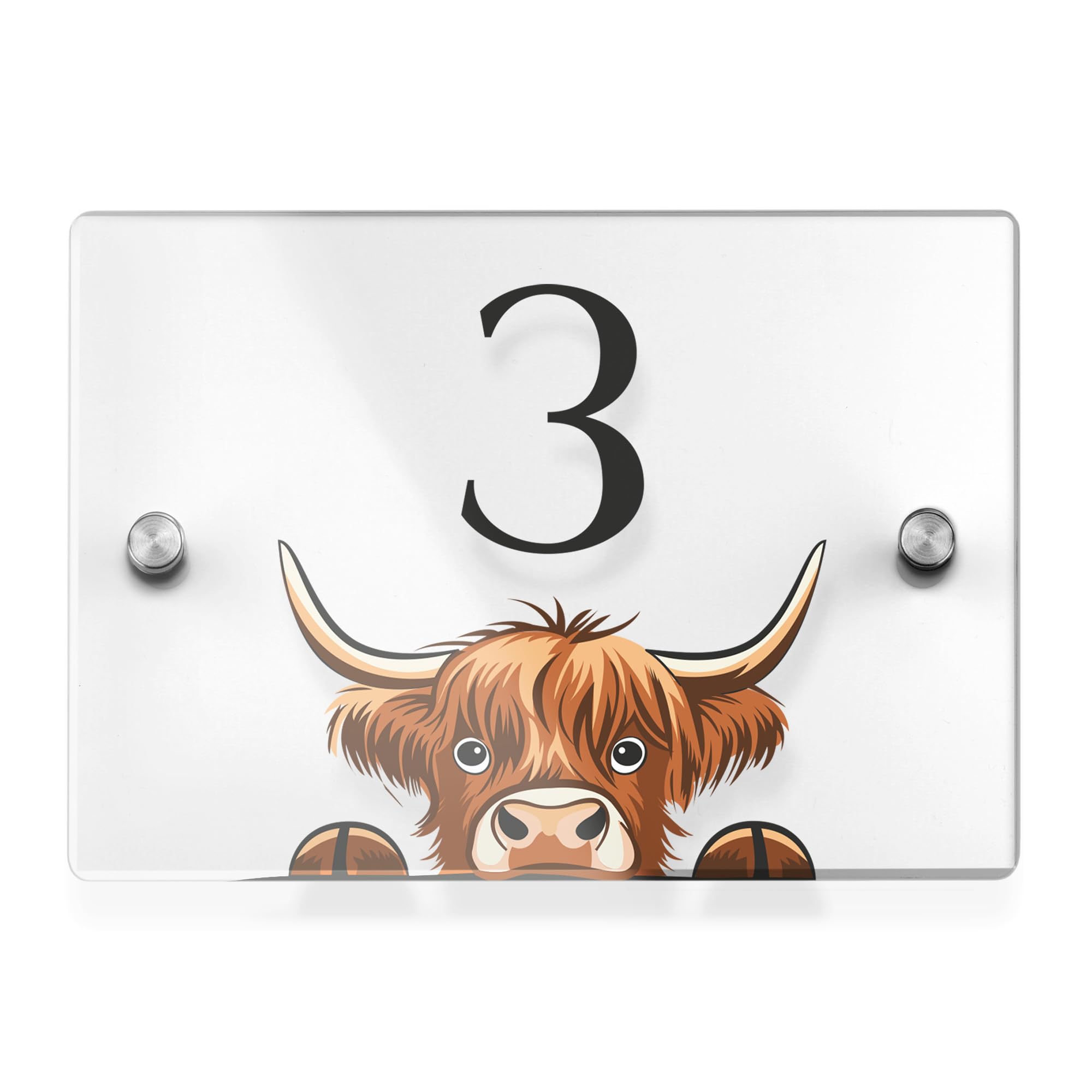 Highland Cow House Number Sign Printed Address Signage Cow Themed Home Plaque