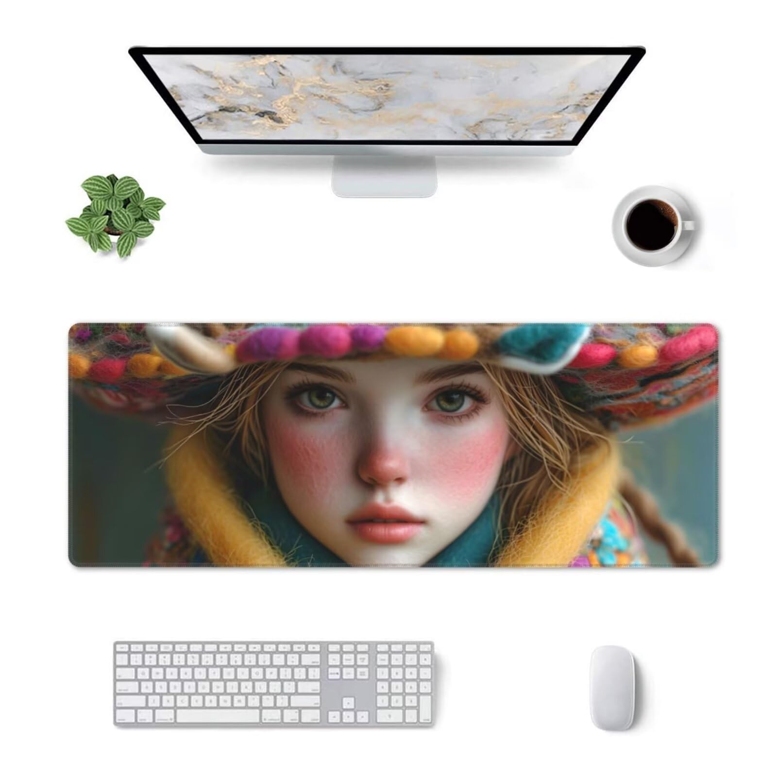 Tappetino Mouse, Tappetino Mouse Gaming Grande XXL 1500x800x3mm Tappetino Scrivania Mouse Pad, Base in Gomma Antiscivolo, Bordi Cuciti,Lavabile, Mousepad per Ufficio e Gaming (ragazza) R-540