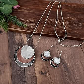 Boho Stud Earring Necklace Set,Vintage Jewelry Set,Trendy Dangle Disc ...