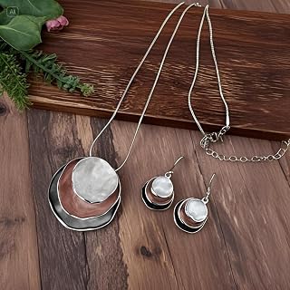 Boho Stud Earring Necklace Set,Vintage Jewelry Set,Trendy Dangle Disc Necklace Jewelry Sets for Women