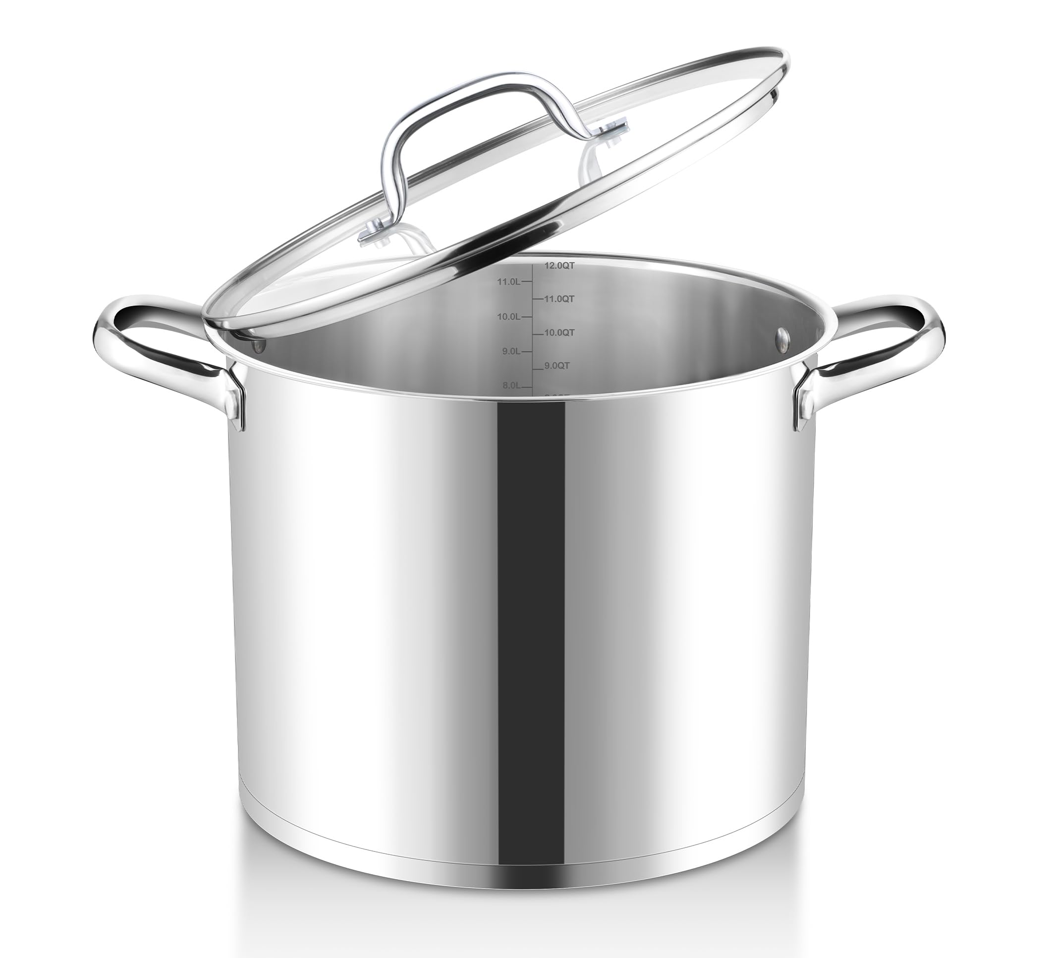 Joyfair Kookpan, 26 cm, premium 3-laagse roestvrijstalen pastoestel met glazen deksel, 6,7 l kookpan, inductie, soeppan voor koken, braden, soepen, spaghettipan geschikt voor alle warmtebronnen