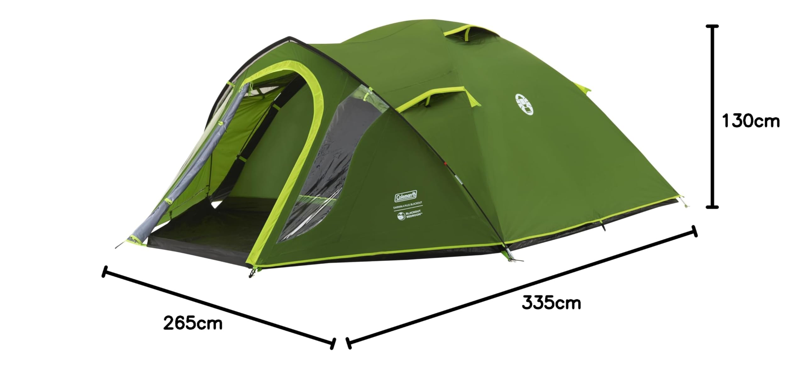 Coleman Namiot Darwin 4 Plus BlackOut, kompaktowy namiot kopułowy dla 4 osób, specjalna zaciemniona sypialnia, lekki namiot kempingowy, świąteczny i turystyczny, wodoodporny 4500 mm, 4 osoby, z wszytą