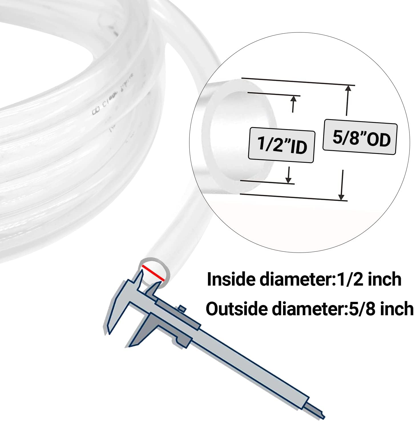 Tubo de vinilo transparente de 12 pulgadas de diámetro interior x 58 pulgadas de diámetro exterior de -100 pies y 60 PSI, tubo de plástico flexible, sin BPA, no tóxico, tubo híbrido reforzado Colombia