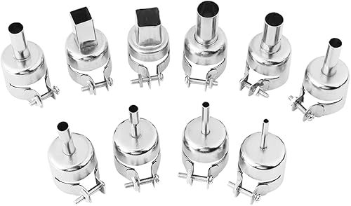 Hot Gun Nozzle, 10 PiecesSet Stainless Steel Hot Air Welding Station Repair Tools Hot Air Gun Nozzle Kit Welding Nozzle Tip Tools (3, 4, 5, 6, 7, 8,
