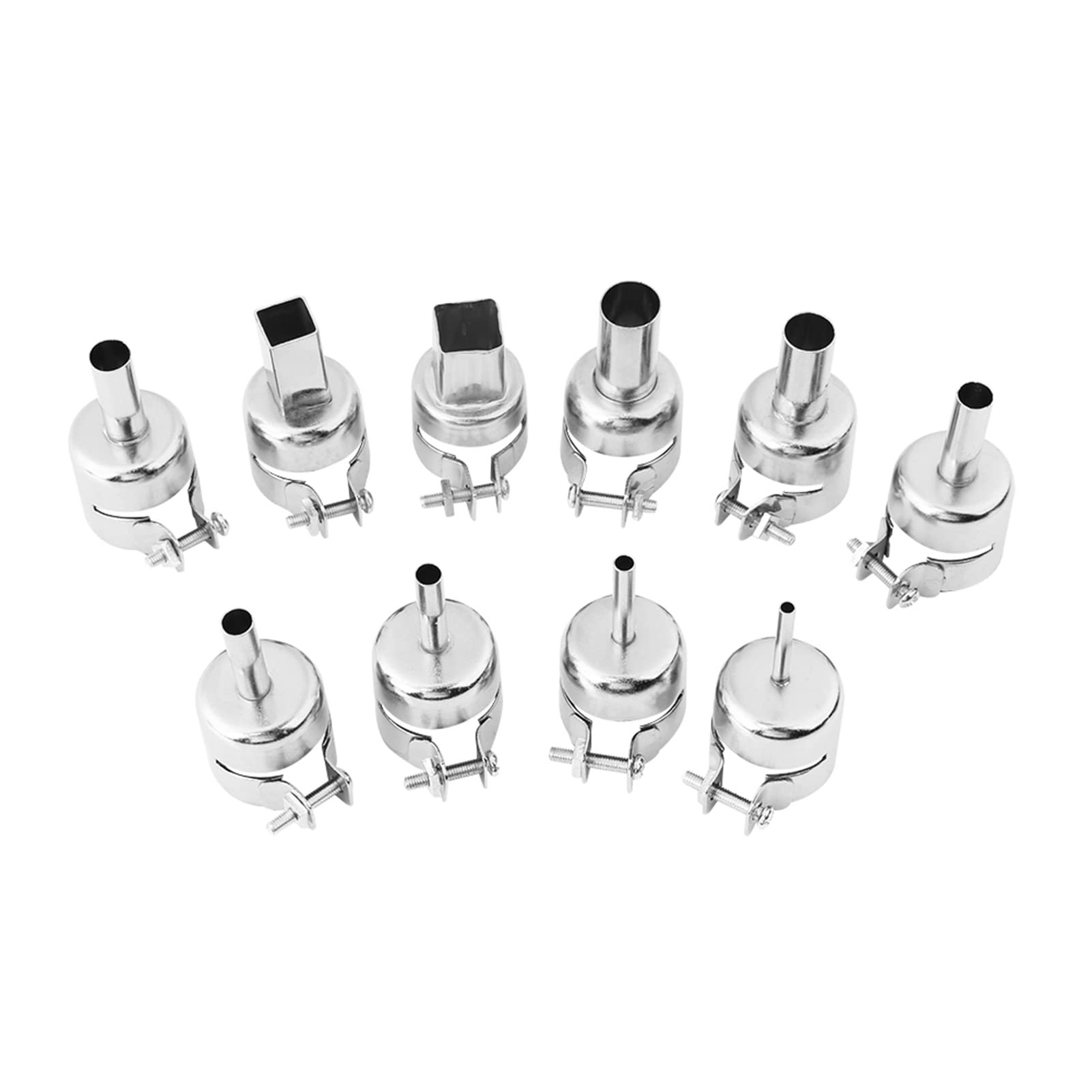 Juego de 10 boquillas para pistola de aire caliente, boquillas de soldadura de acero inoxidable, 3-12 mm, puntas para pistola de aire caliente, compatibles con 850 850A 852 852D 852D+ y estación de