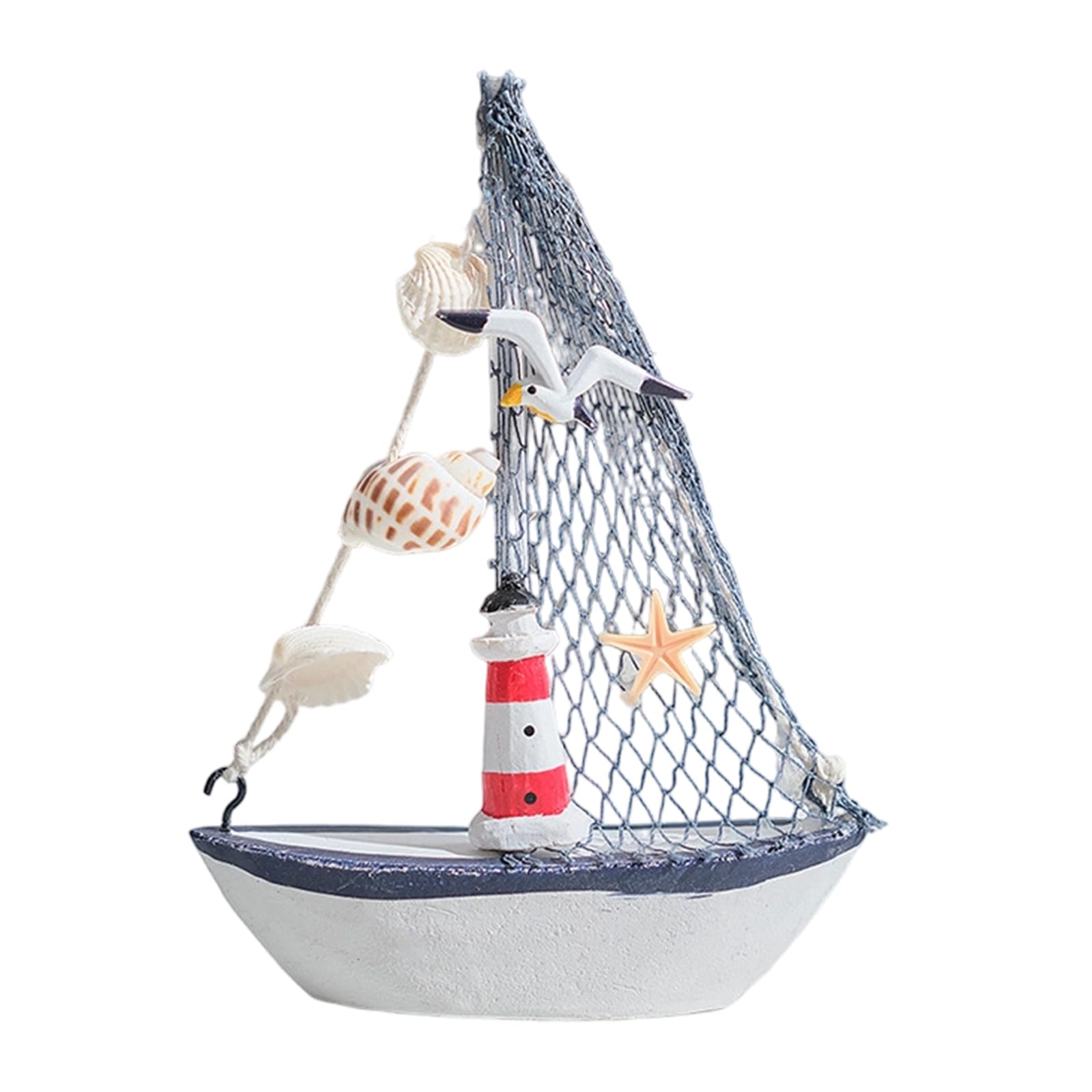 DRTLPMB Shell Boats Shape Desktop Statue Artistic Miniature Showpiece Unique Table Display Item Suitable for Various Space Shore House Decoration