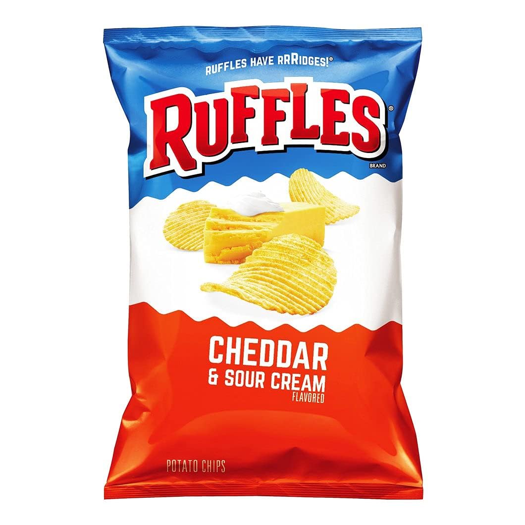 Ruffles Cheddar & Sour Cream Potato Chips Ridged Chips with Bold Flavor, 184 grams