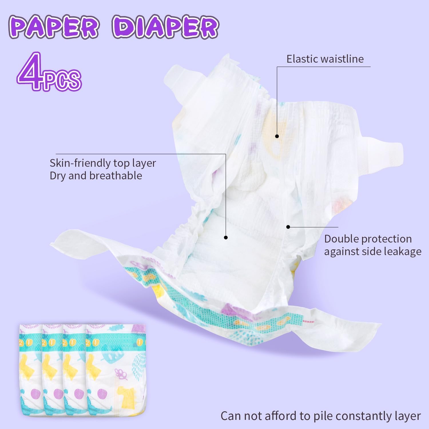 12 Pcs Reborn Baby Doll Clothes for 18-22 Inch Reborn Dolls Clothes Accessories Purple Big Backpack+Diapers +Bottle