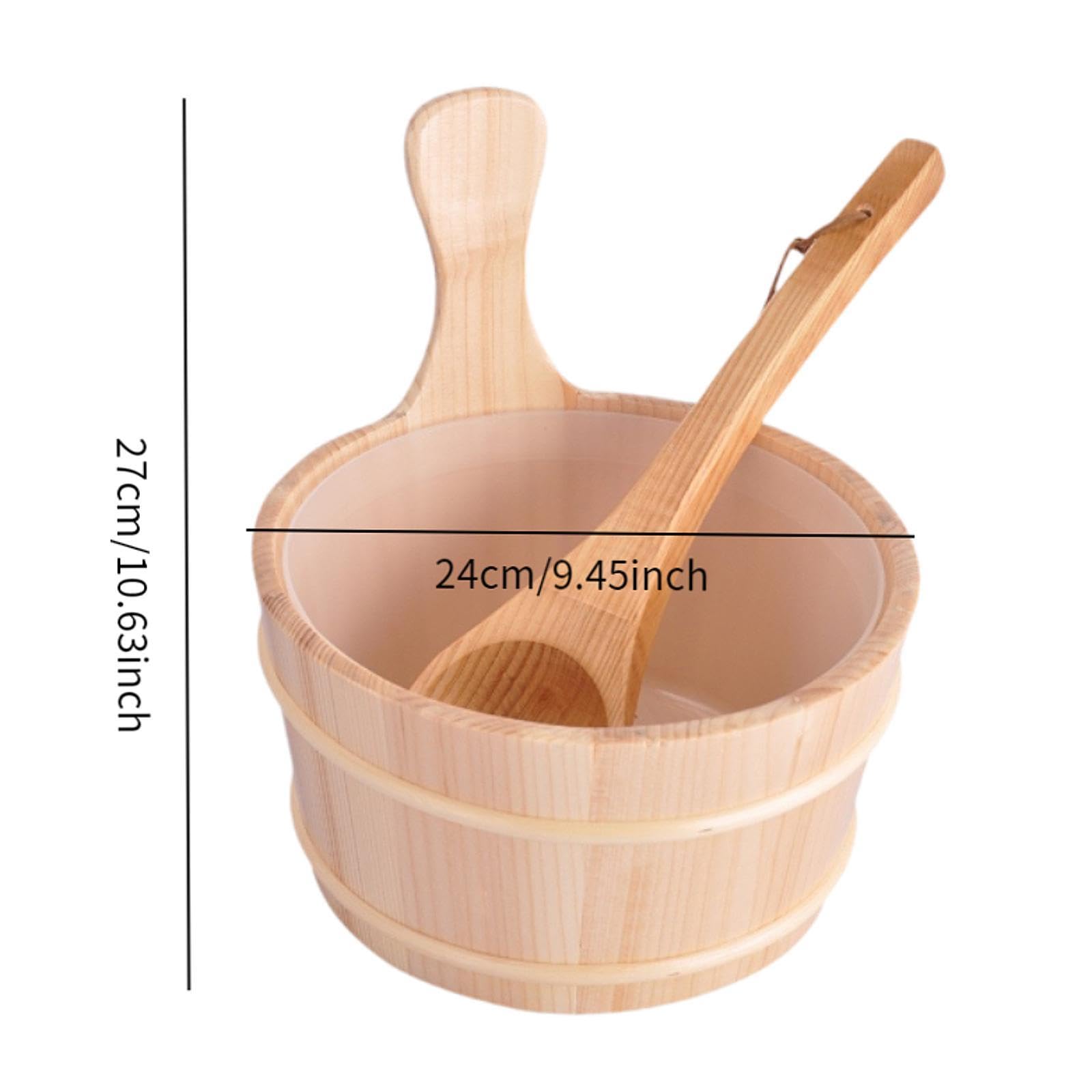 Qianly Saunaeimer Und Schöpfkelle, Aufbewahrungsbehälter Aus Holz, 4 L, Multifunktionales Sauna, Sauna Zubehör für Saunaraum, SPA
