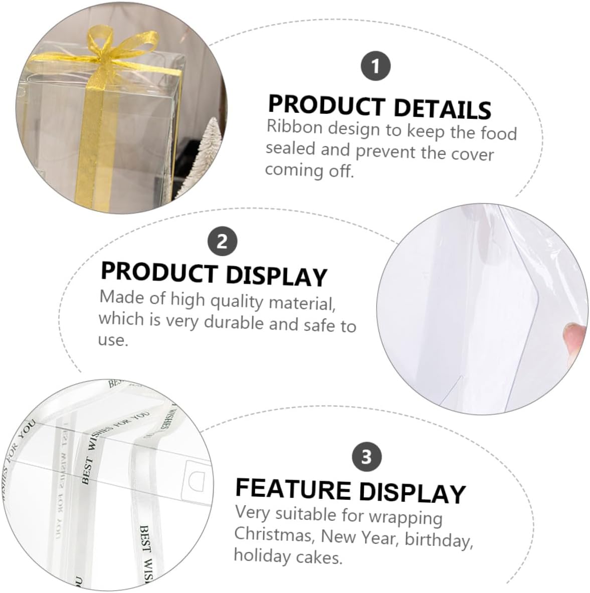 5pcs 8-inch Cake Boxes with Lid Square Cake Carriers Food Storage Containers for Birthday Party Packaging