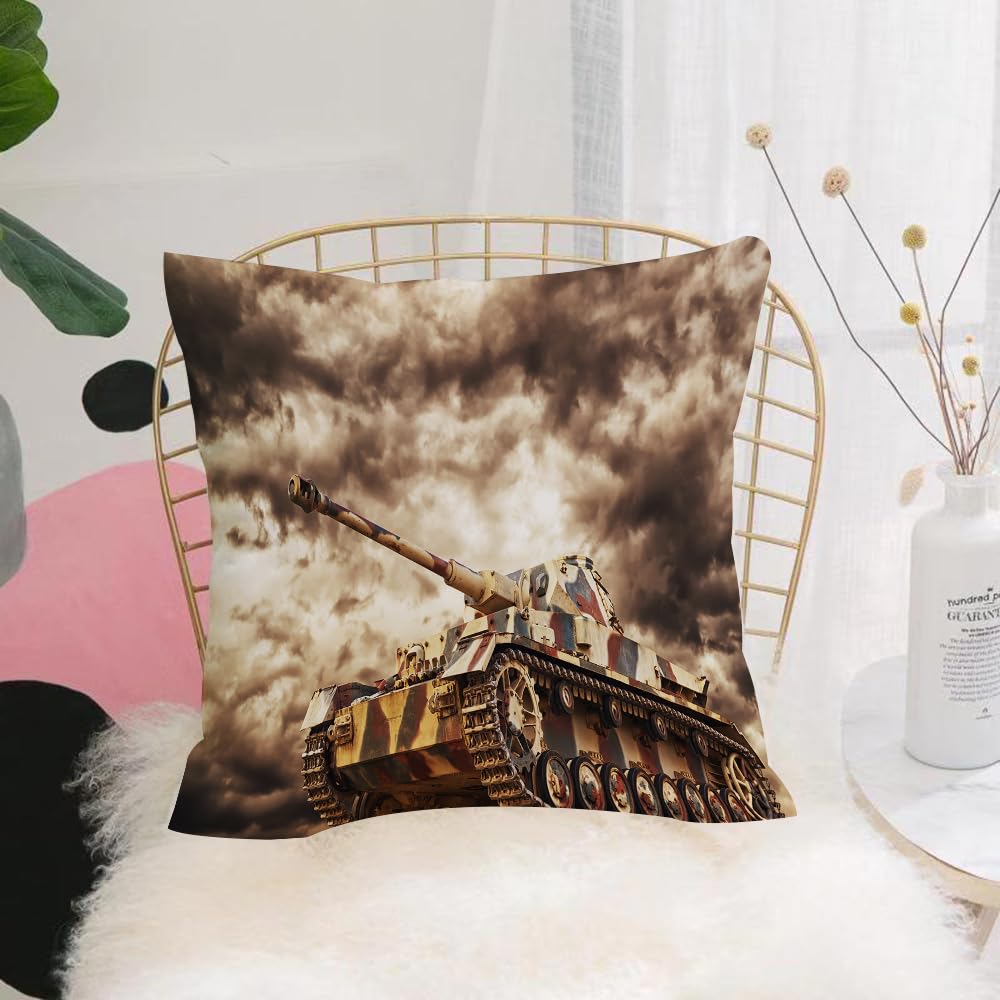 HYMSXW Cushion Cover,Throw Pillow Case Home Decorative for Living Room Bedroom Sofa Chair 20X20 Inch,German tank in action with dark clouds Cloud dangLiving room dormitory,Pillowcase 50X50cm