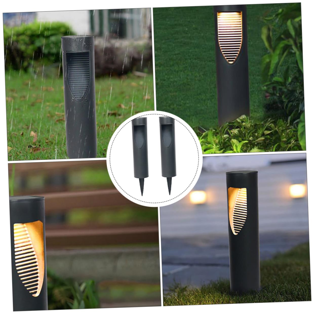 2 Lámparas Solares LED para Césped, Decoración de Iluminación Exterior para Patio y Jardín, sin Cableado, Instalación Fácil