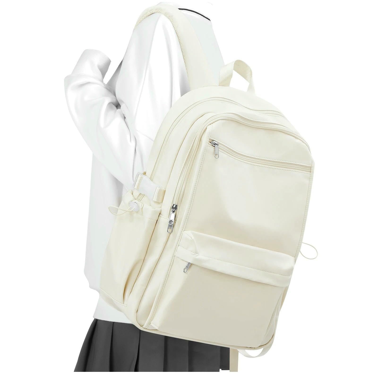 Zaino da Viaggio Borse per Scuole Superiori, Lavoro Studenti Universitari Femminili, Leggero di Grande capacità-Beige