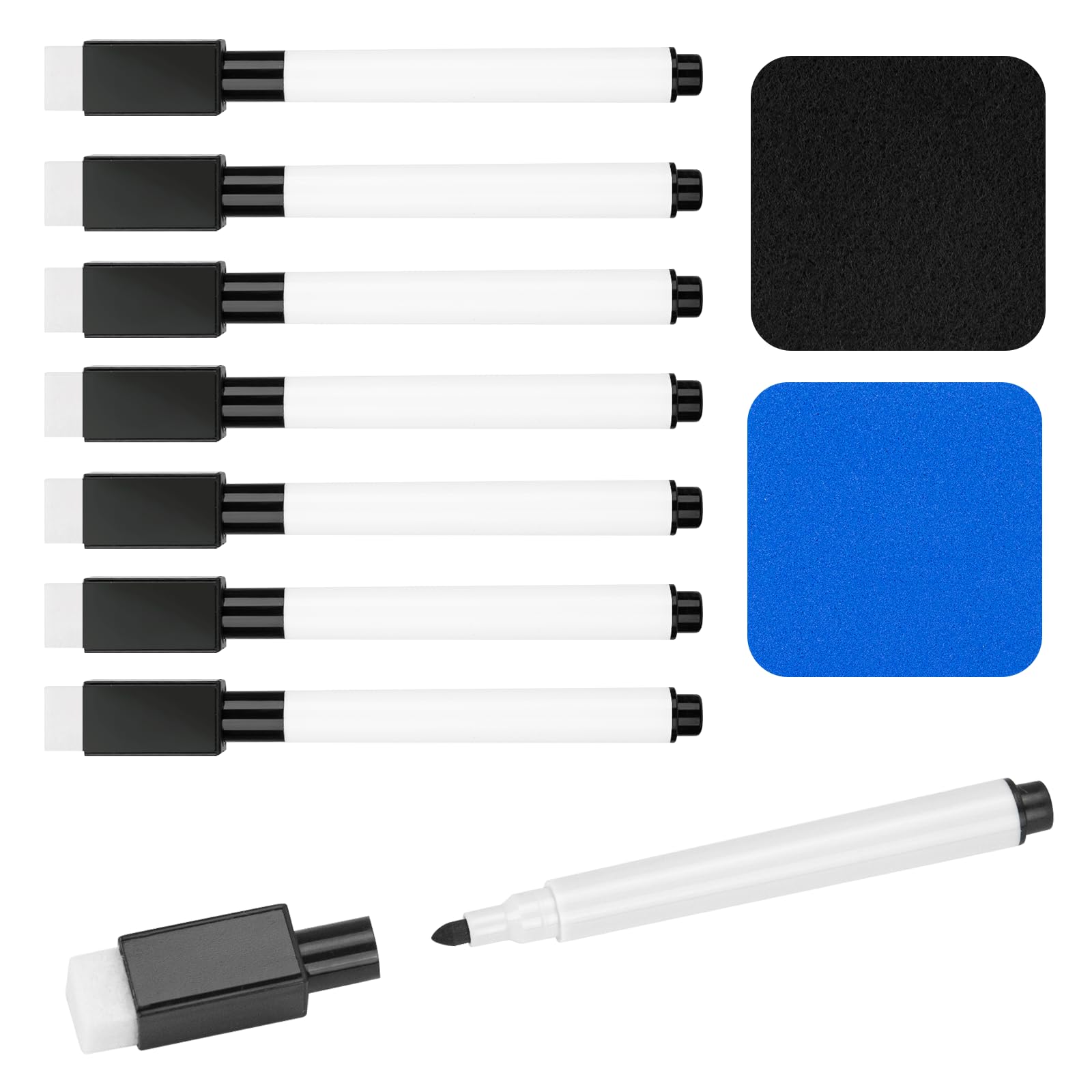 8 Pcs Black Magnetic Dry Erase Markers with Eraser White Board Mini Dry Erase Markers with Eraser Cap