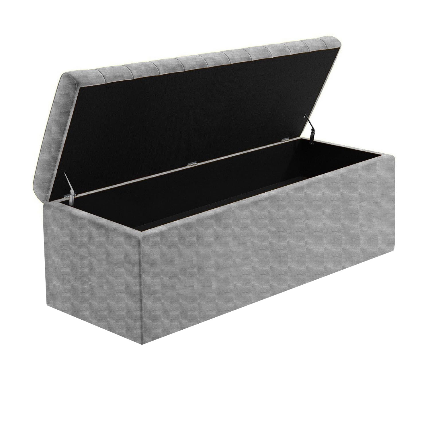 Naples - Contenitore ottomano imbottito e foderato, panca per scarpe, panca per estremità letto, tavolino rettangolare con contenitore (grigio Napoli, 90 x 40 x 40 cm)