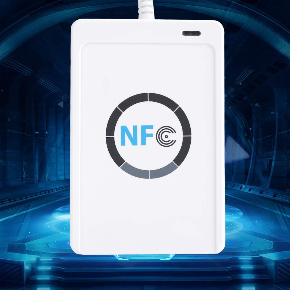 Jadeshay 10 Juegos de lectores NFC RFID, ACR122U Lector de Tarjetas IC sin Contacto Escritor de Tarjetas Inteligentes Etiqueta de Tarjeta Clave con Cable, CD
