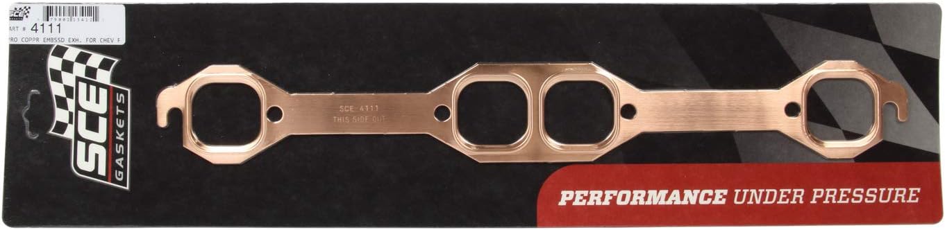 SCE Gaskets Exhaust Header/Manifold Gasket, Pro Copper, 1.600 x 1.740 in Port, Copper, 18 Degree/Brodix Head, Small Block Chevy, Pair
