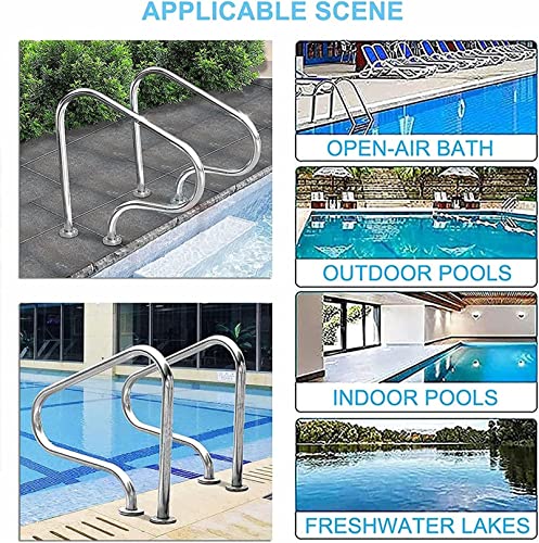Corrimão Corrimão de piscina de aço inoxidável 80x80x27cm, fácil de instalar Corrimão de piscina par